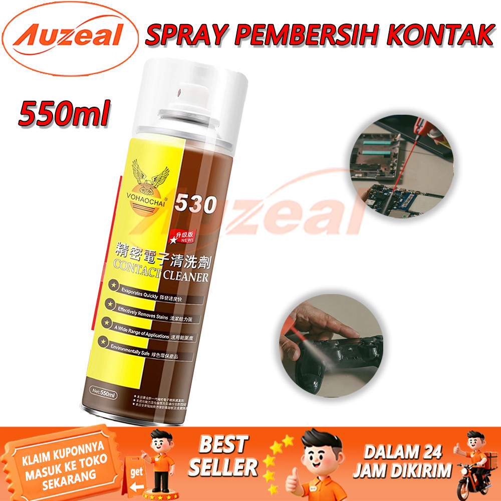 Auzeal 550ml Pembersih Potensio Elektronik Komponen Komputer Spray Contact Cleaner Cepat Kering