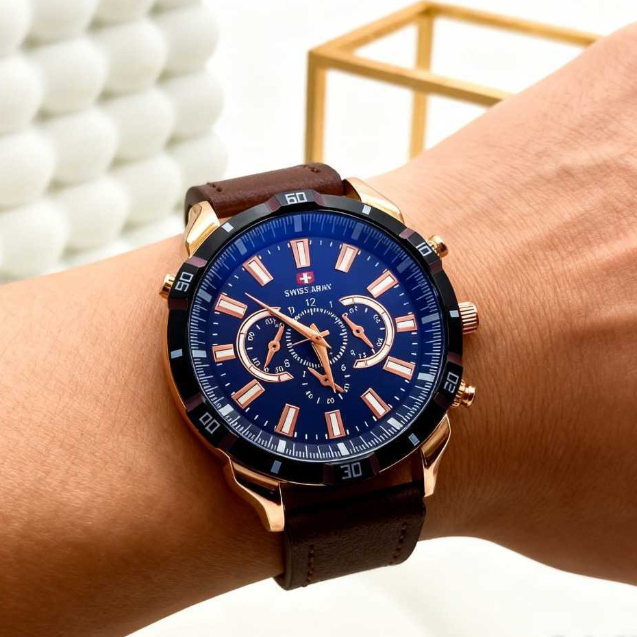 Jam Tangan Pria Business – Fashion Bulat Tali Kulit Kanvas Elegan