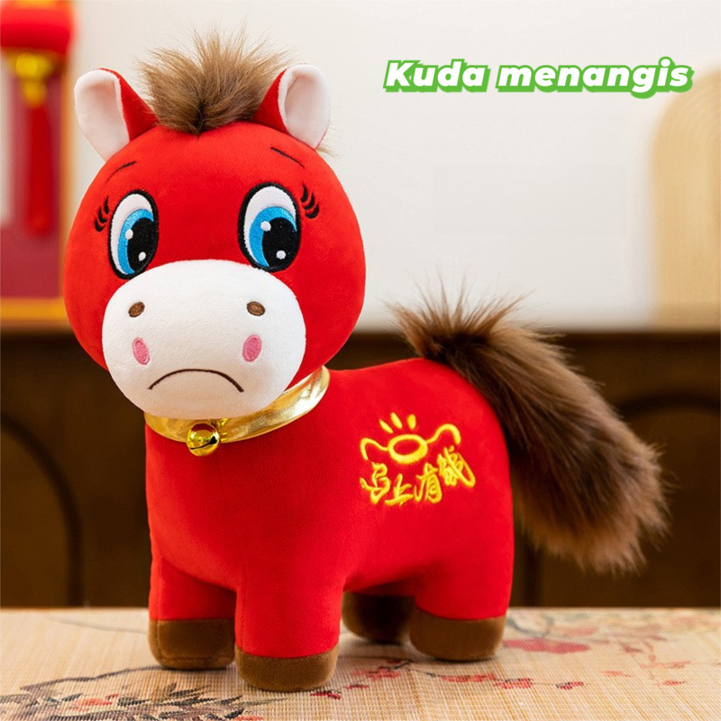 Kuda Menangis Maskot Tahun Kuda 2026 Boneka Mainan Plush Baru Hadiah