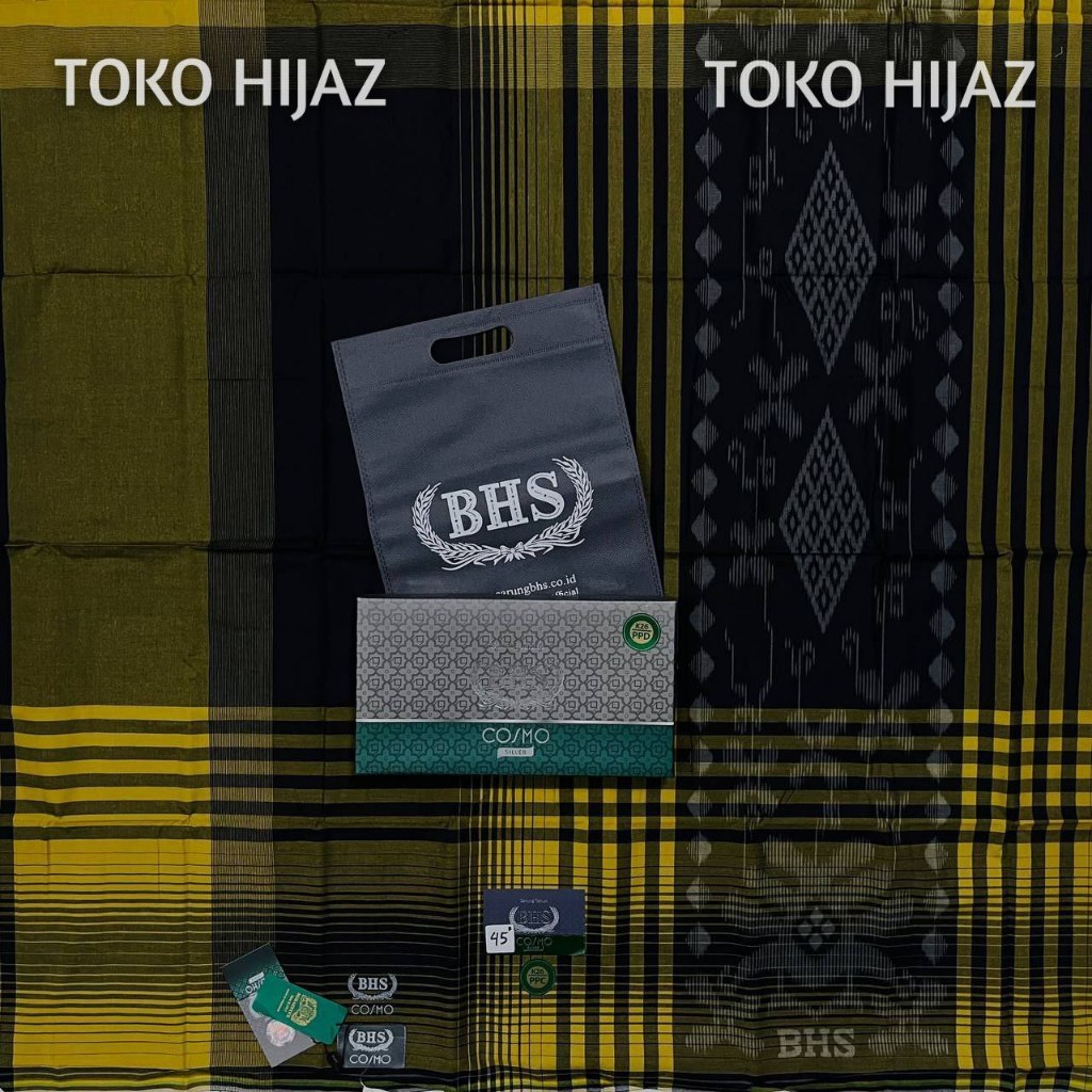 Sarung BHS Cosmo Gold Hitam Polos Mesres Rayon