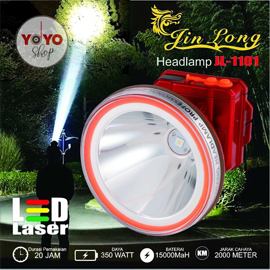 promo spesial Senter Kepala / Headlamp Jinlong jl-1101 waterproof / Tahan air 350 watt super terang