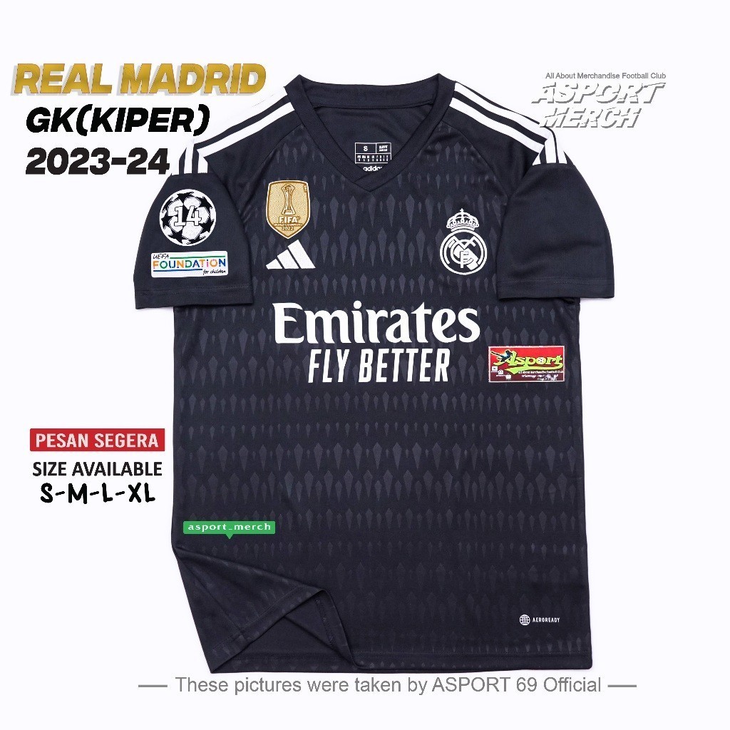 JERSEY REAL MADRID KIPER HITAM 2024 2025 JERSI MADRID GK KIPER 24 25