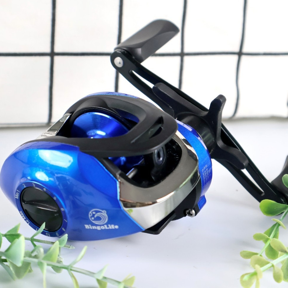 Bingolife Reel Baitcast Biru 8.1:1 Rem Magnet Umpan Mikro