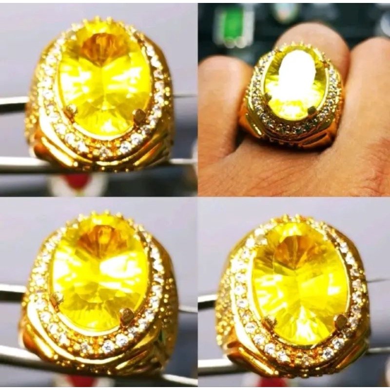 Cincin Batu Permata Natural Kuning Yakut Cutting Bagus Laki-laki