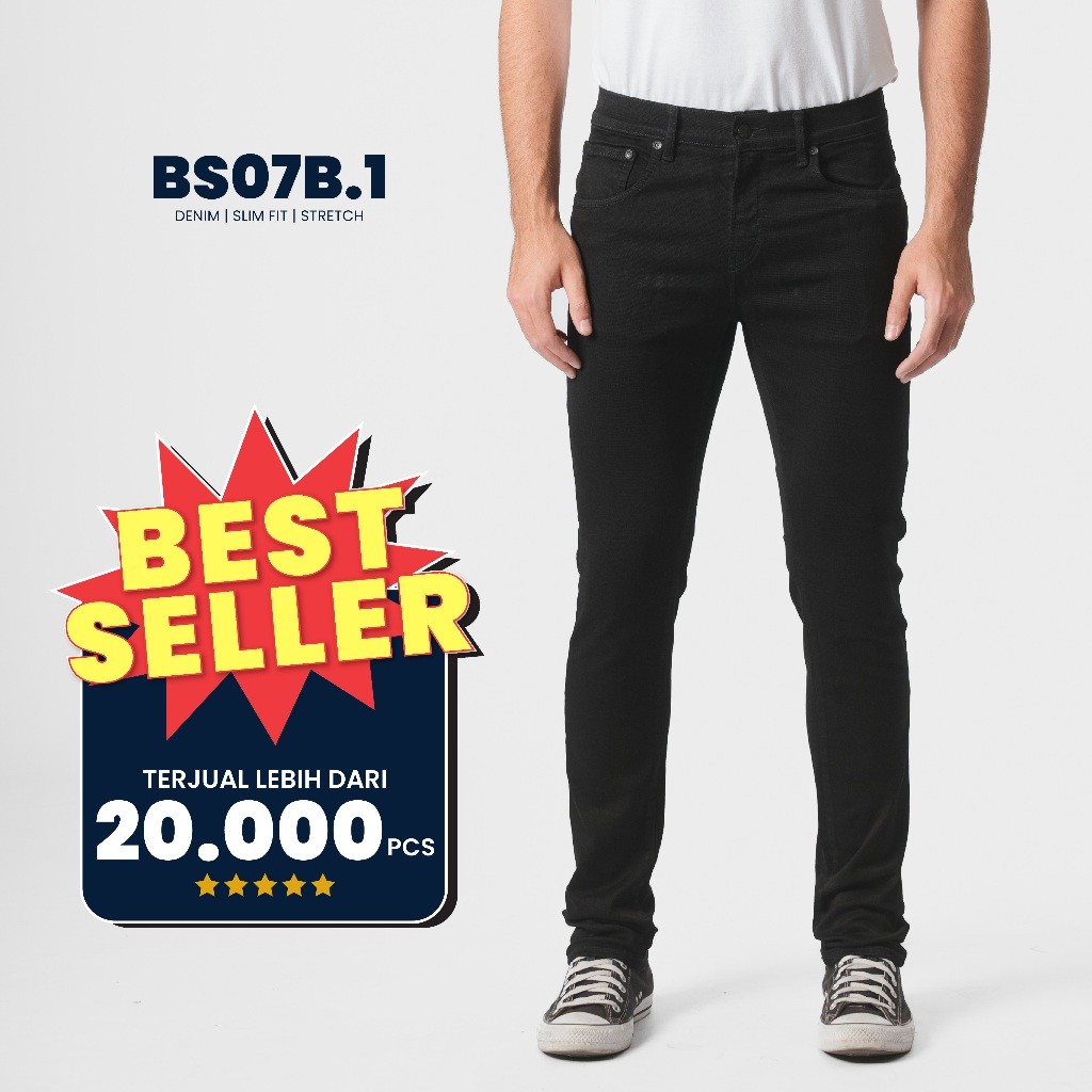 Emba Denim - BS07B.1 Celana Panjang Pria Denim Slimfit Stretch Casual