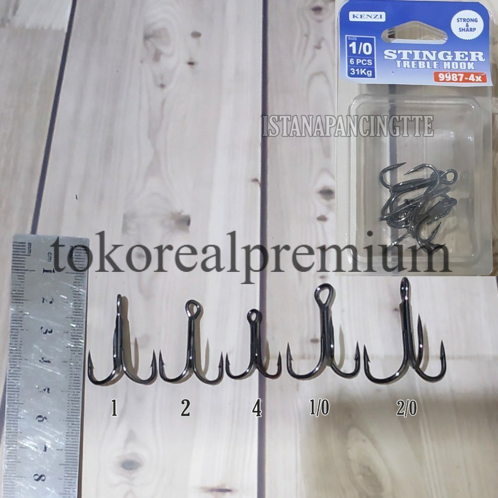 MATA KAIL KENZI STINGER TREBLE HOOK 9987 NO 1,2,4,6,1/0,2/0,3/0 MATA KAIL PANCING CABANG 3 GUMALA MA