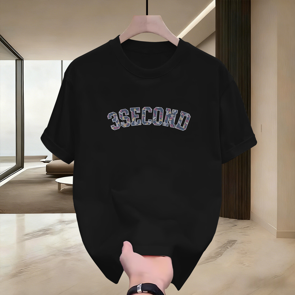 [Kaos Pria Premium 100% Katun Combed]Baju Kaos Pria Kaos 3SECOND Varsity Motif Bunga Grafis Pria Wan