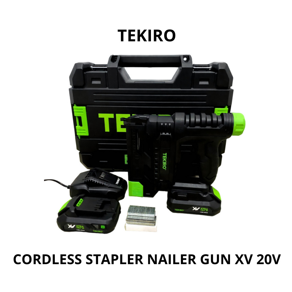 TEKIRO CORDLESS STAPLER NAILER GUN XV 20V MESIN PAKU TEMBAK