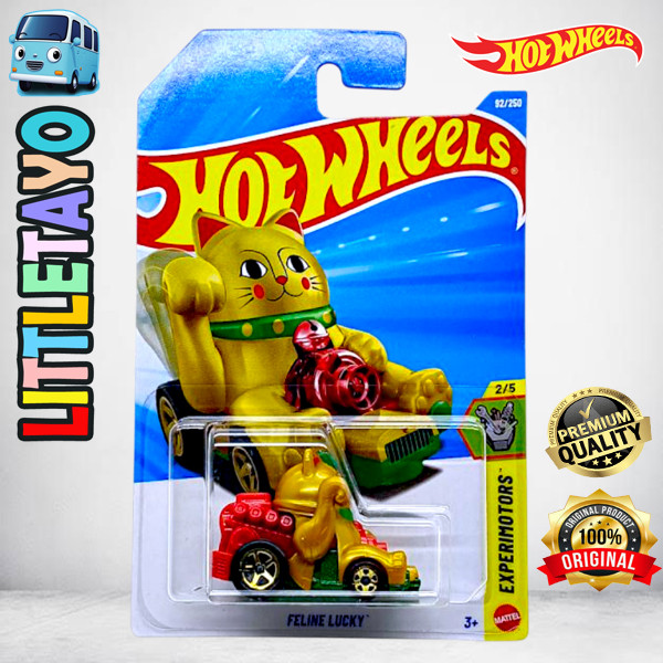 Hot Wheels Feline Lucky Emas Neko Diecast Mobil Kucing Pembawa Rejeki