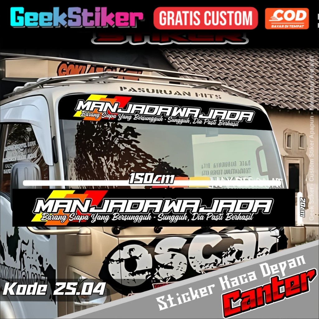 Stiker Kaca Depan Truk Canter – Variasi Keren Kaca Depan Mobil Canter