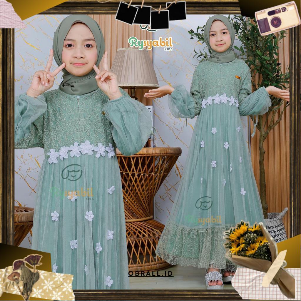 COD Gamis Anak Princesa Dres Pesta Brukat Tile Kondangan Maxi Dres Kekinian OBL
