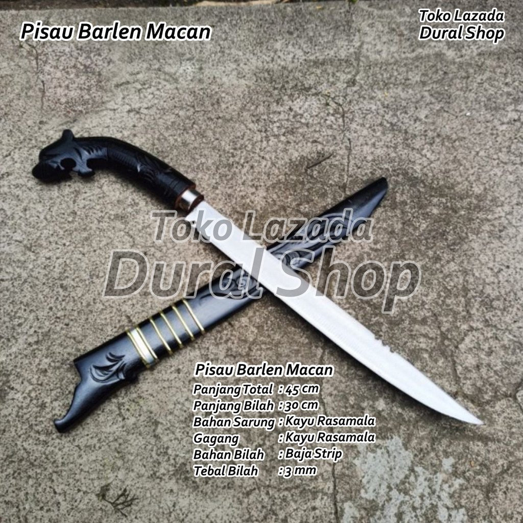 Golok Sembelih Barlen Macan Simpay Hitam / Golok Baja 40cm / Golok Serbaguna Ukir