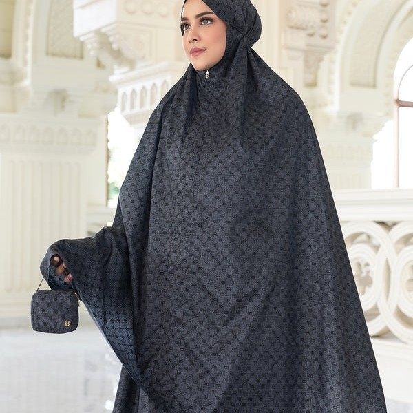 PROMO BIGE SALLE Mukena BUTTONSCARVES Monogram Mini Capsule Prayer Robe - Black
