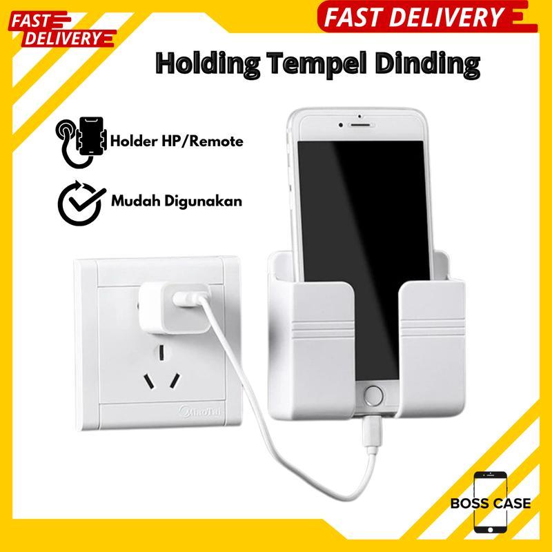 Holding Tempel Dinding Standing Holder Hp Tempat Remote AC Folding Bisa Pasang Baut Warna Random