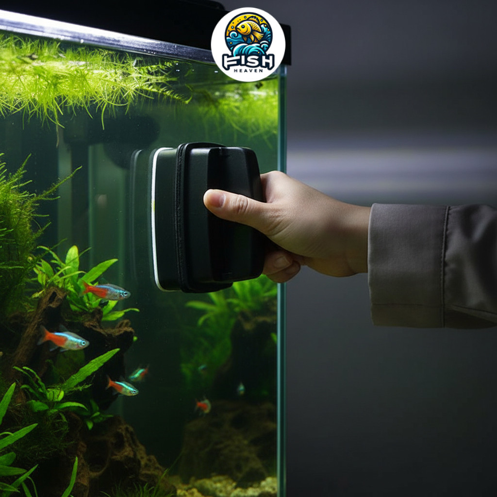 Magnet Pembersih Kaca Aquarium Aquascape Magnetic Brush Tenggelam S M L FISH HEAVEN