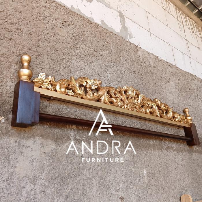 gantungan kain, gawangan kain nempel dinding kayu jati model terbaru ng4