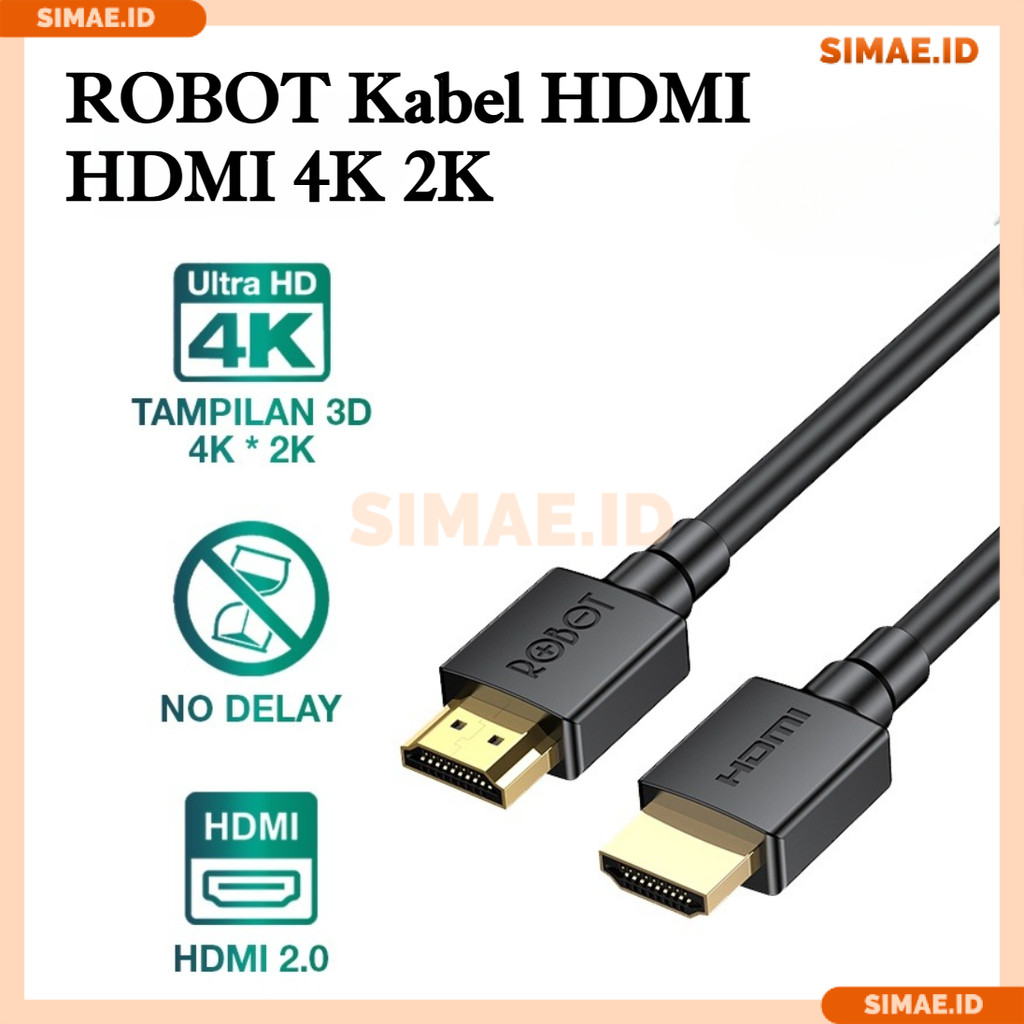 ROBOT Kabel HDMI HDMI 4K 2K High Definition Stabil untuk Monitor PC dan TV