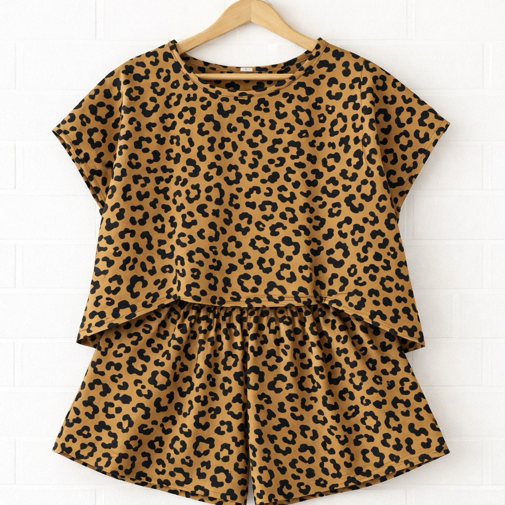 SET PENDEK Baby doll allsize bigsize JUMBO motif leopard macan dan polosi