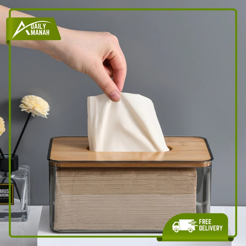 Tempat Kotak Tisu Kayu Transparan Aesthetic  Tempat Tissue Kamar Mandi Dapur Modern