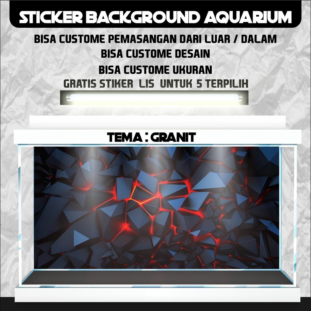 sticker wallpaper background aquarium belakang 3d tema gambar granit 3d