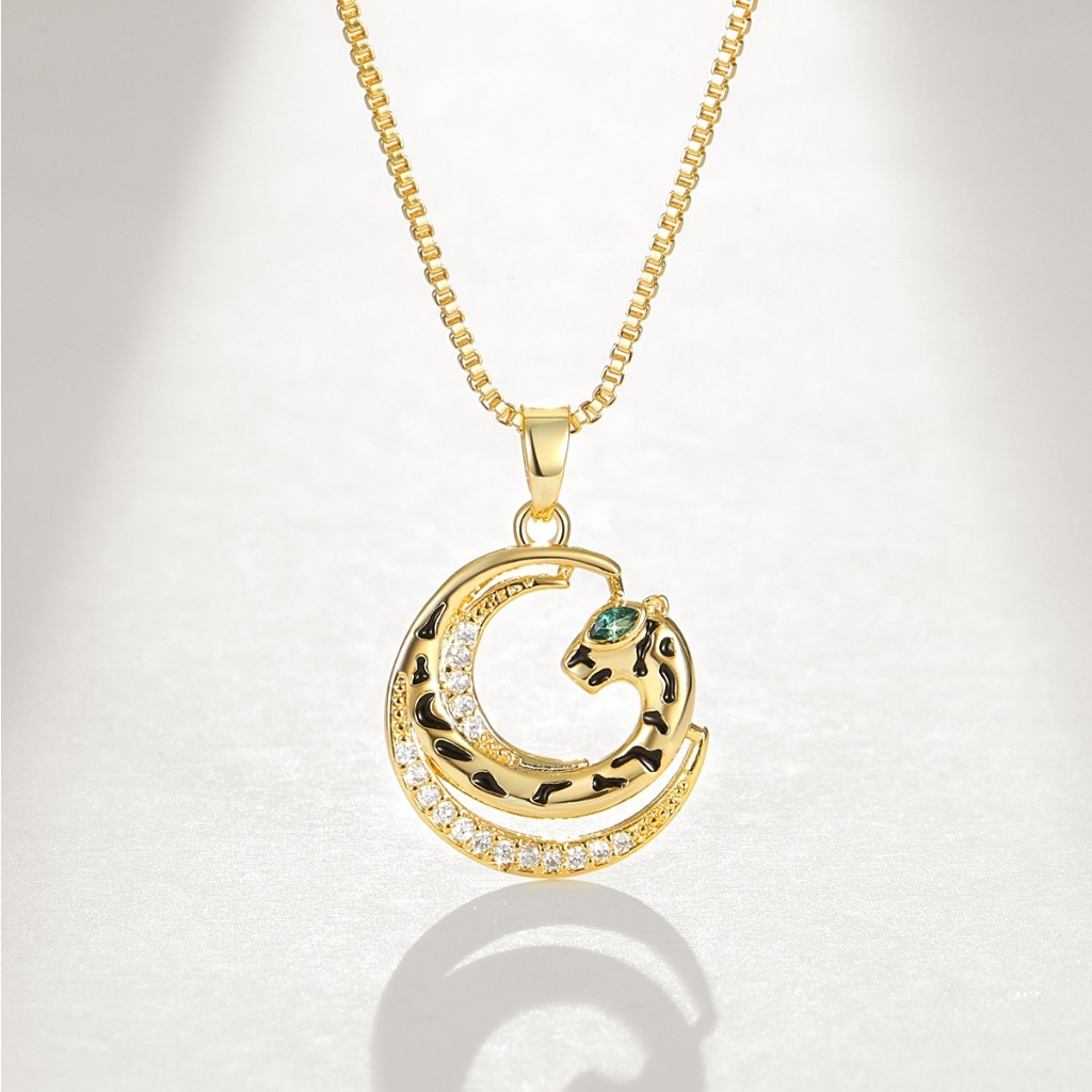 Lanme Jewelry Kalung Original Liontin Bulan Titanium Berlian Wanita Anti Karat Kalung Fashion Series