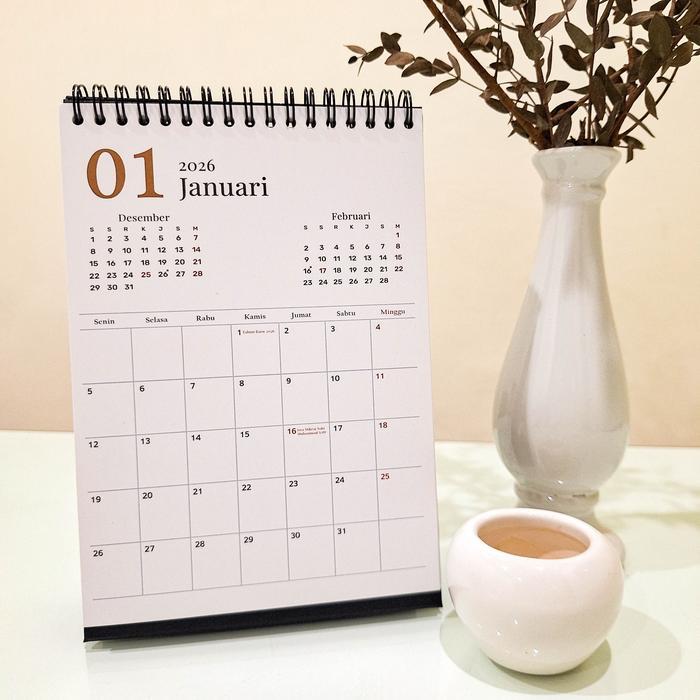 Kalender Meja Besar B5 2026 Aesthetic Premium Quality Spiral - Basics Vertical, 2026