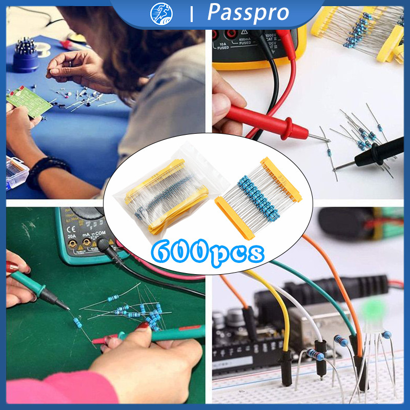 Isi 600 Metal Film Resistor 1% 1/4w 10r-1m Ohm Metal Filem Perbungkus 1/4 Watt
