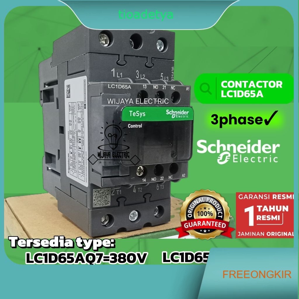 Kontaktor Contactor LC1D65B7 LC1D65AB7 LC1D65 24VAC 3Phase SCHNEIDER Original