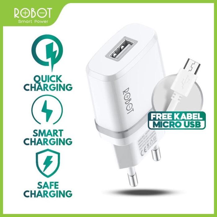 Charger Robot RT-K7 USB Adaptor HP Casan Handphone Quick Charge 1A Ori - Putih