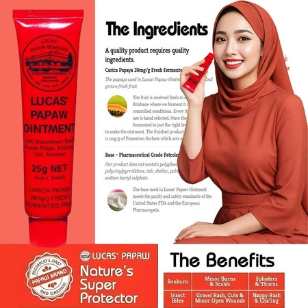 Lucas Papaw Ointment Fullsize 25gr - Krim Pelembab Bibir dan Penghilang Bekas Luka
