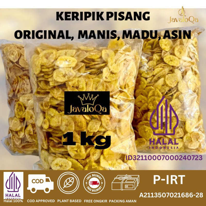 KERIPIK PISANG KOIN MADU MANIS 1 KG ORIGINAL TAWAR ASIN MURAH / KERIPIK PISANG LAMPUNG /  RAJA KEPOK