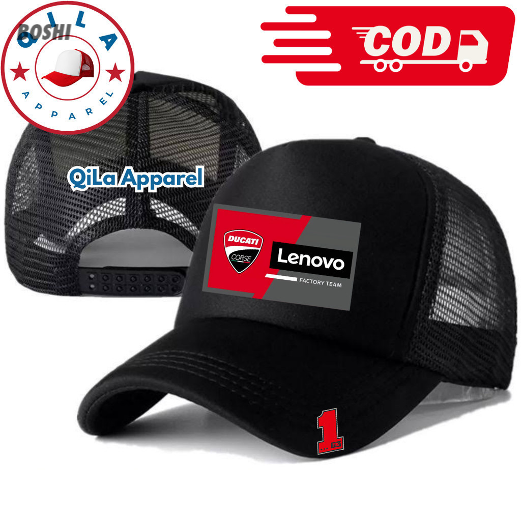 Topi Trucker WORLD CHAMPION PECCO DUCATI - Topi Distro DUCATI LENOVO FACTORY TEAM Logo - Topi SPONSO