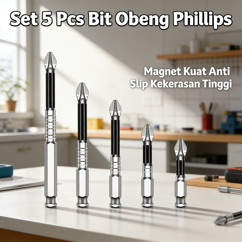 Bit Obeng Kuat Magnet Wolfram Baja Listrik Pcs Kekerasan Anti Slip Phillips Set Tangan