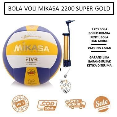 BOLA VOLI MIKASA 2200 BONUS POMPA - BOLA VOLLEY MIKASA- BOLA VOLY ASLI - Voli2200