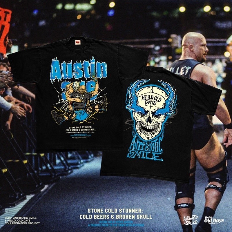 STONE COLD STEVE AUSTIN TRIBUTE SHIRT BY HELLO, OLD DAYS AND ANTIBIOTIC SMILE