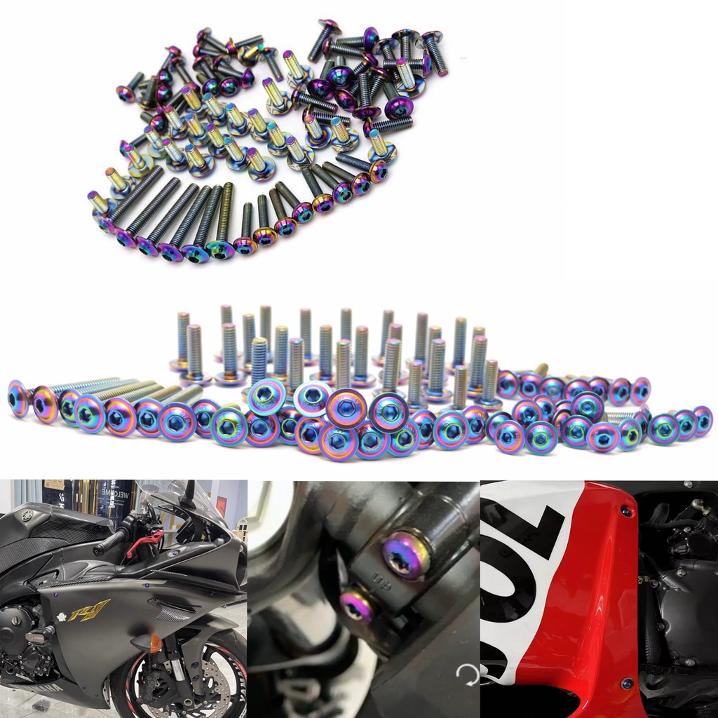 10 buah baut sekrup titanium warna biru hitam, sekrup stainless steel 304, hiasan M6 x 20mm/M5 x 16m