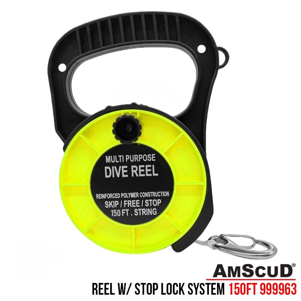 AmScuD Dive Reel with Locking System 45meter/150feet 999963 / Tali Menyelam / Tali Reel Selam