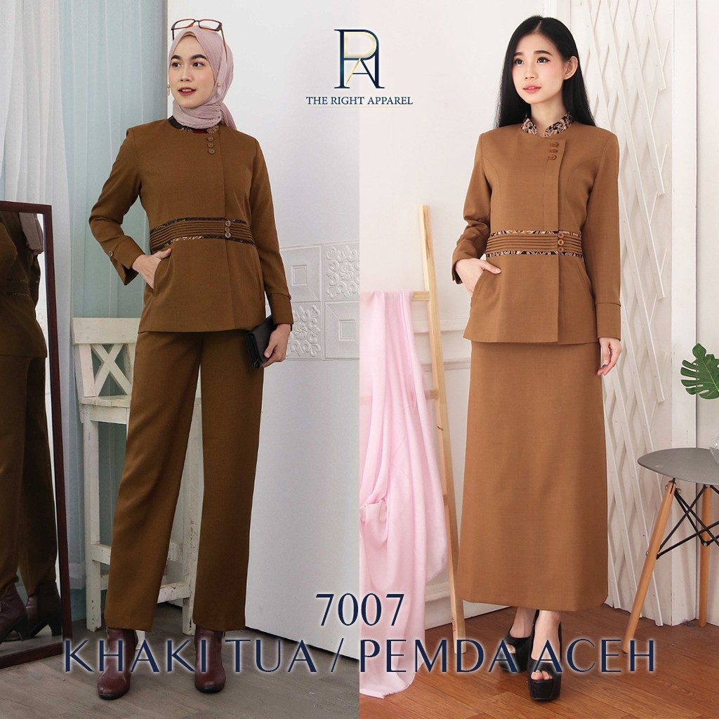 Seragam PNS ID - Blazer Seragam Wanita Jas Formal Kerah Mandarin Shanghai Lengan Panjang Kancing Sam