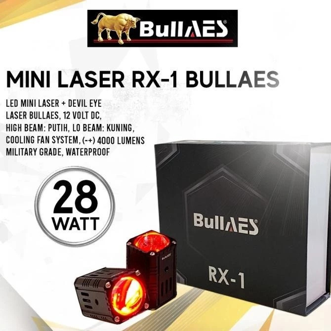 SEPASANG LAMPU TEMBAK BULLAES RX1 LAMPU SOROT MOTOR MOBIL MINI LASER BULLAES RX-1 28 WATT
