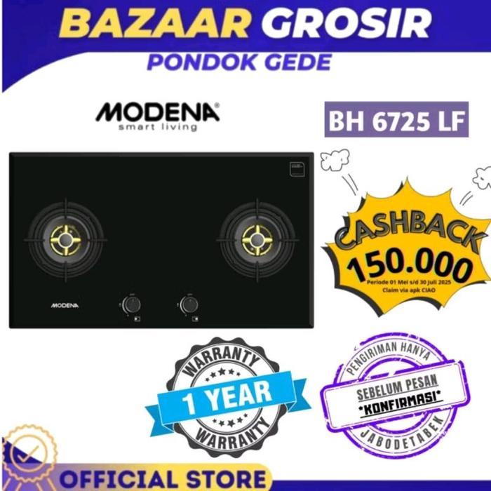 KOMPOR TANAM MODENA BH 6725 LF / BH6725LF / BH-6725LF BUILT IN HOB 2 TUNGKU