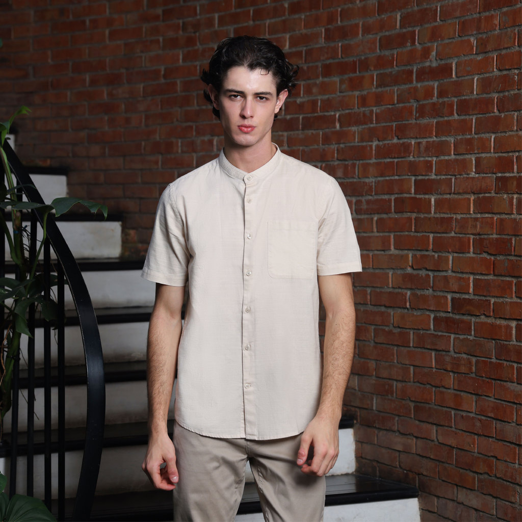 d&f x Izzue kemeja koko s/s kafa - cream