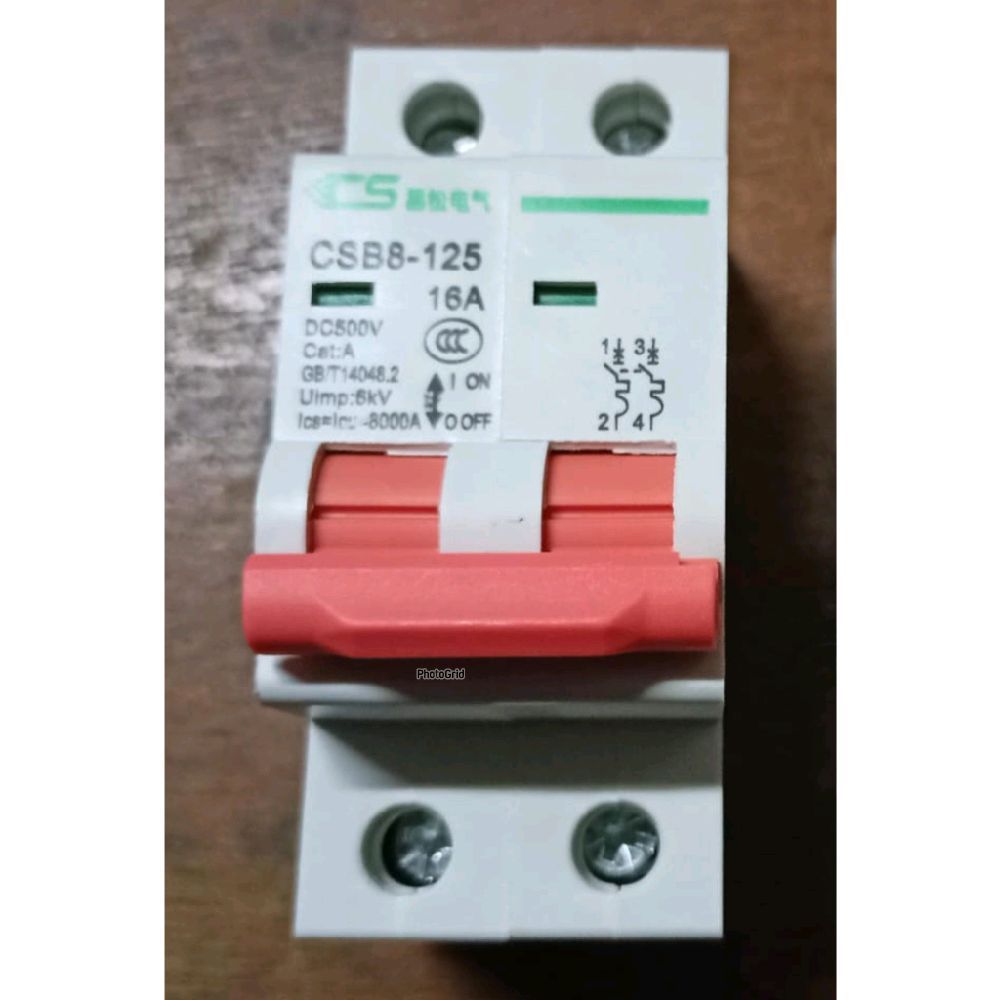 MCB DC 16A 2P 12V-250V / DC Mini Circuit Breaker 16A panel surya