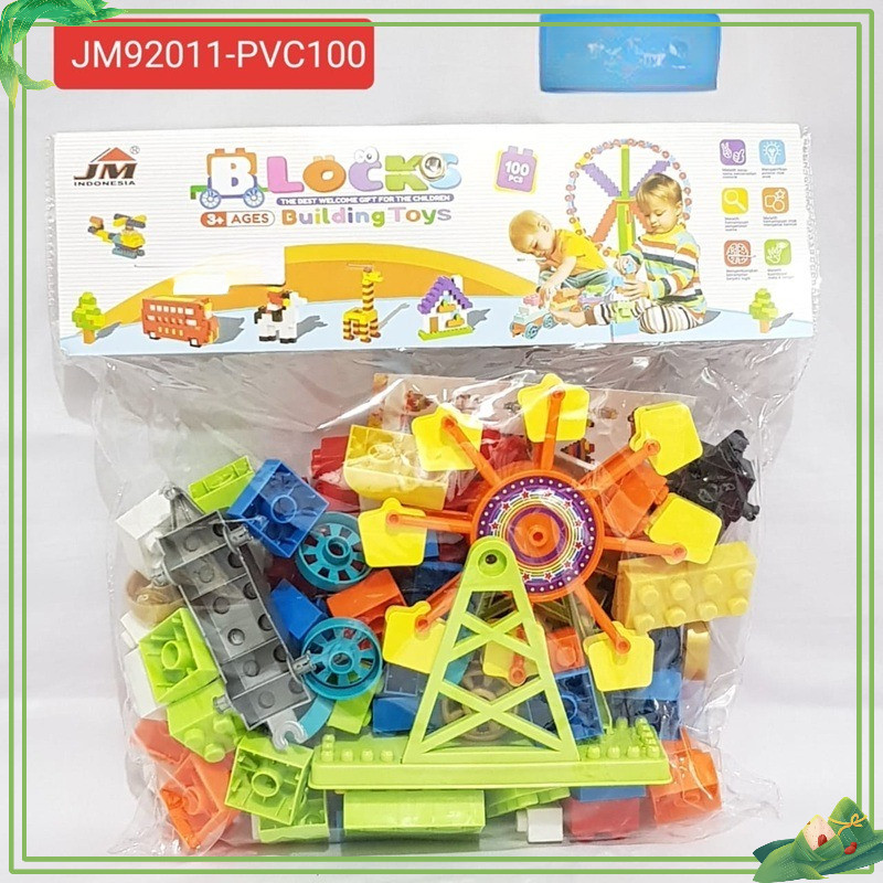 Mainan balok susun mainan ANAK block building  mainan edukasi susun JM92011-100