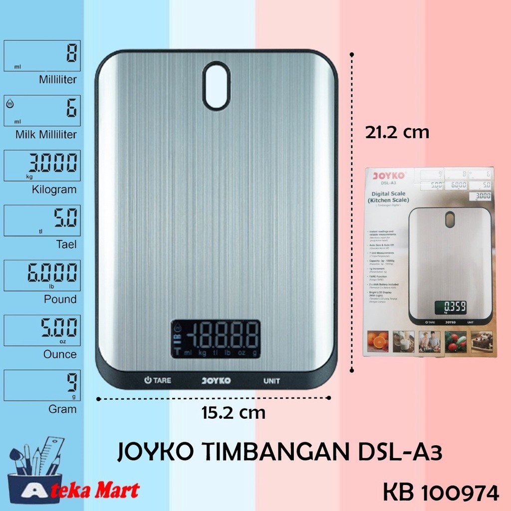 [PCS] JOYKO TIMBANGAN DAPUR DSL-A3 / DIGITAL SCALE