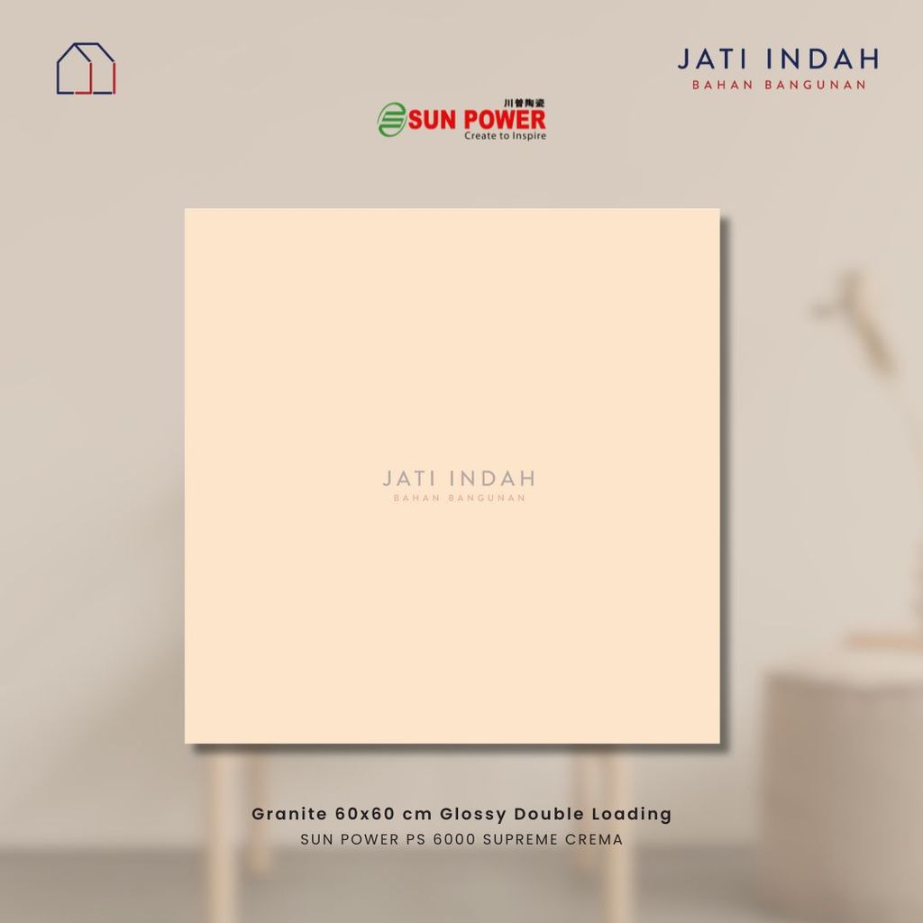 Granite Lantai 60x60 cm Double Loading SUN POWER PS 6000 SUPREME CREMA  / Granit 1 box (1.44 m2)
