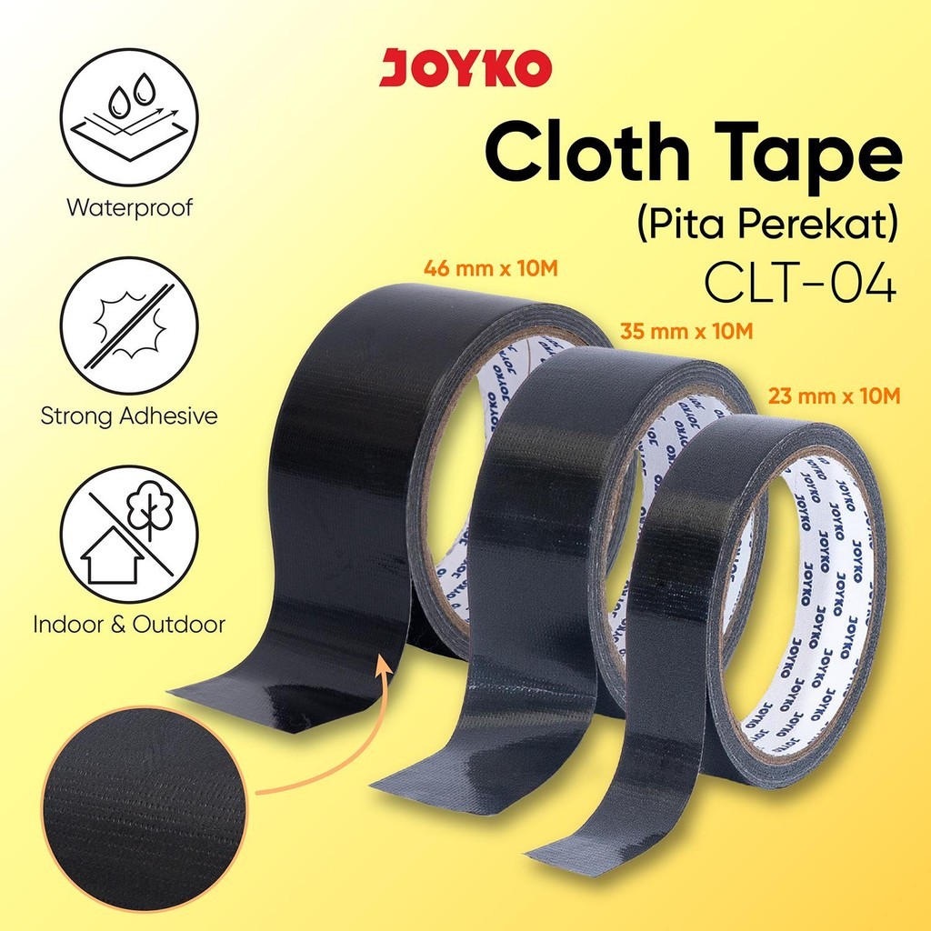 Cloth Tape CLT-04 Pita Perekat Lakban Kain Warna Hitam joyko