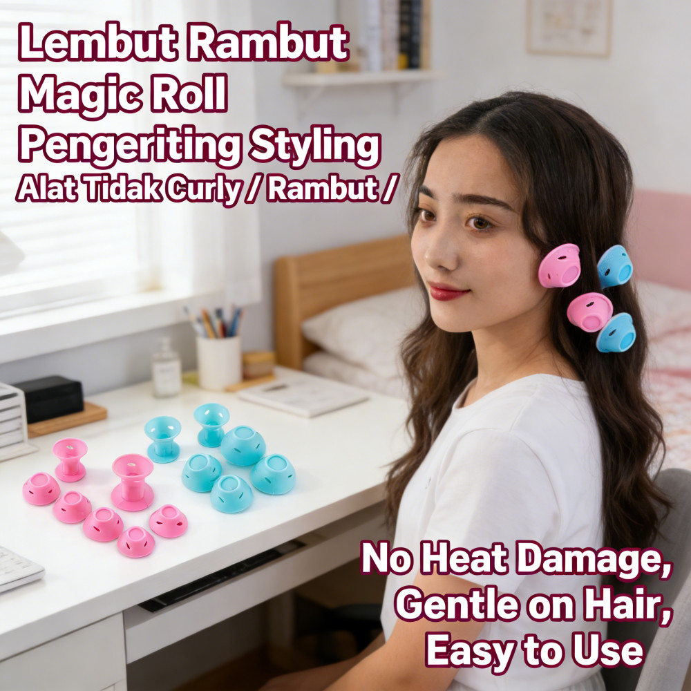 Rambut Tidak Panas Magic Rambut Pengeriting Alat Lembut 10Pcs Rambut Rol