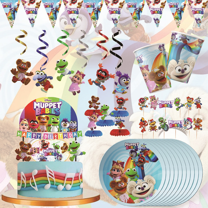 MUPPET BABIES sposable Cutler Tablecloth Banner Paper Plate Paper Cup Napkin Set Boy Girl Birthday P