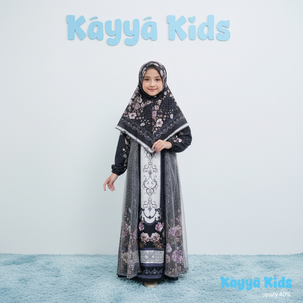 EZMOSHOP Setelan Gamis Anak Perempuan Ceruty Motif Sultan Tille Set Pashmina Casual Kaya Kids