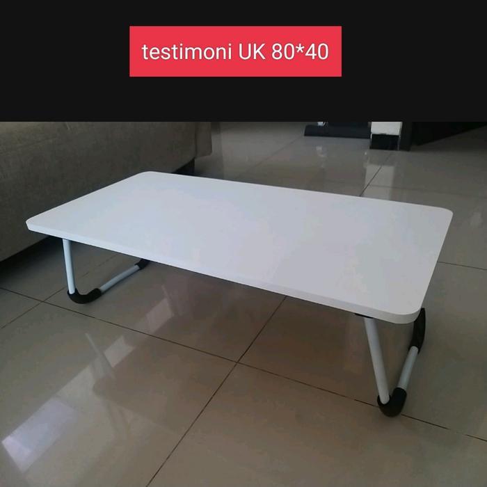 meja laptop lipat / meja belajar ukuran jumbo 80*40 - MINIMALIS 60*40, Putih